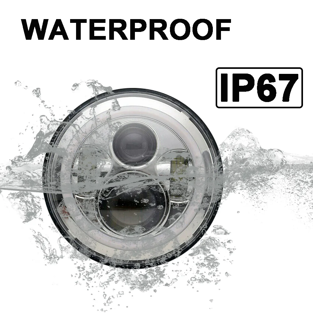 Par de 7 "pulgadas LED proyector cromo Hi/Lo faro para Jeep Wrangler JK TJ Land Rover Defender 90 y 110 Plymouth Peterbilt 359 de 379