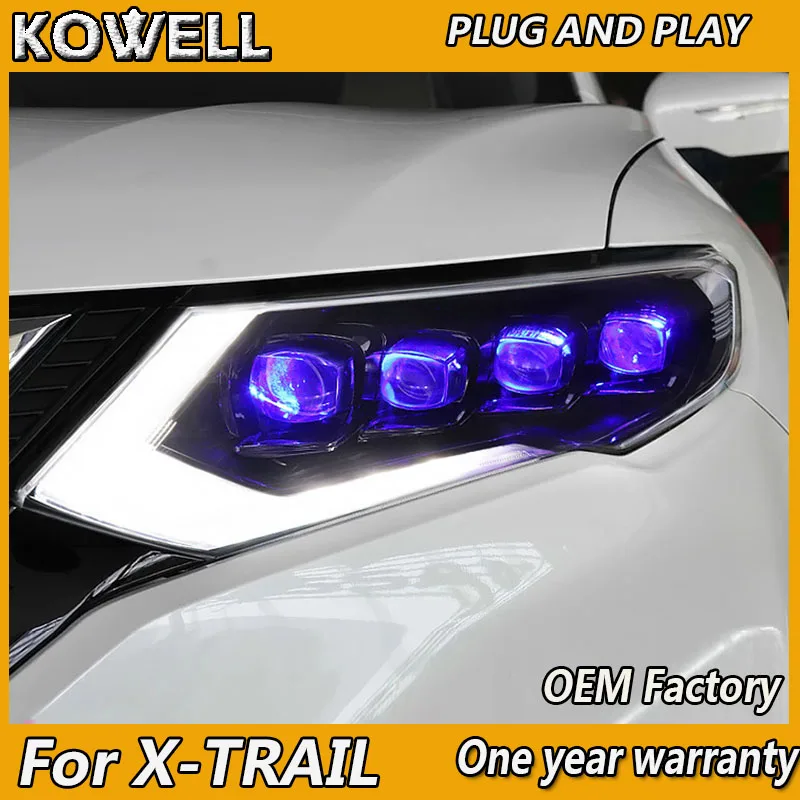 

KOWELL стайлинга автомобилей для Nissan X-Trail головной светильник s для 2017-2019 Nissan X-Trail светодиодный головной светильник светодиодный DRL светодиодный поворота объектива светильник