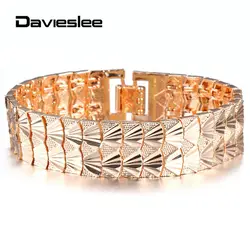 585 Rose Gold Color Big Wide Bracelet Bangle for Women Fan Patterned Chain Fashion 16mm Hand Jewelry Gifts Dropshipping LCB32