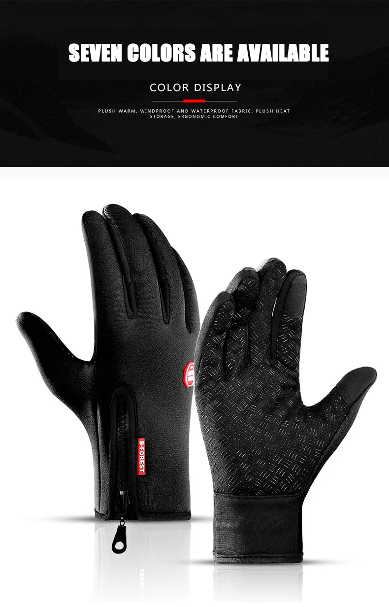 Männer Frauen Radfahren Winter Warme Sport Handschuhe Touchscreen Outdoor Angeln Splash-proof Skifahren Snowboard Rutschfeste Zipper Handschuhe – Detail 11