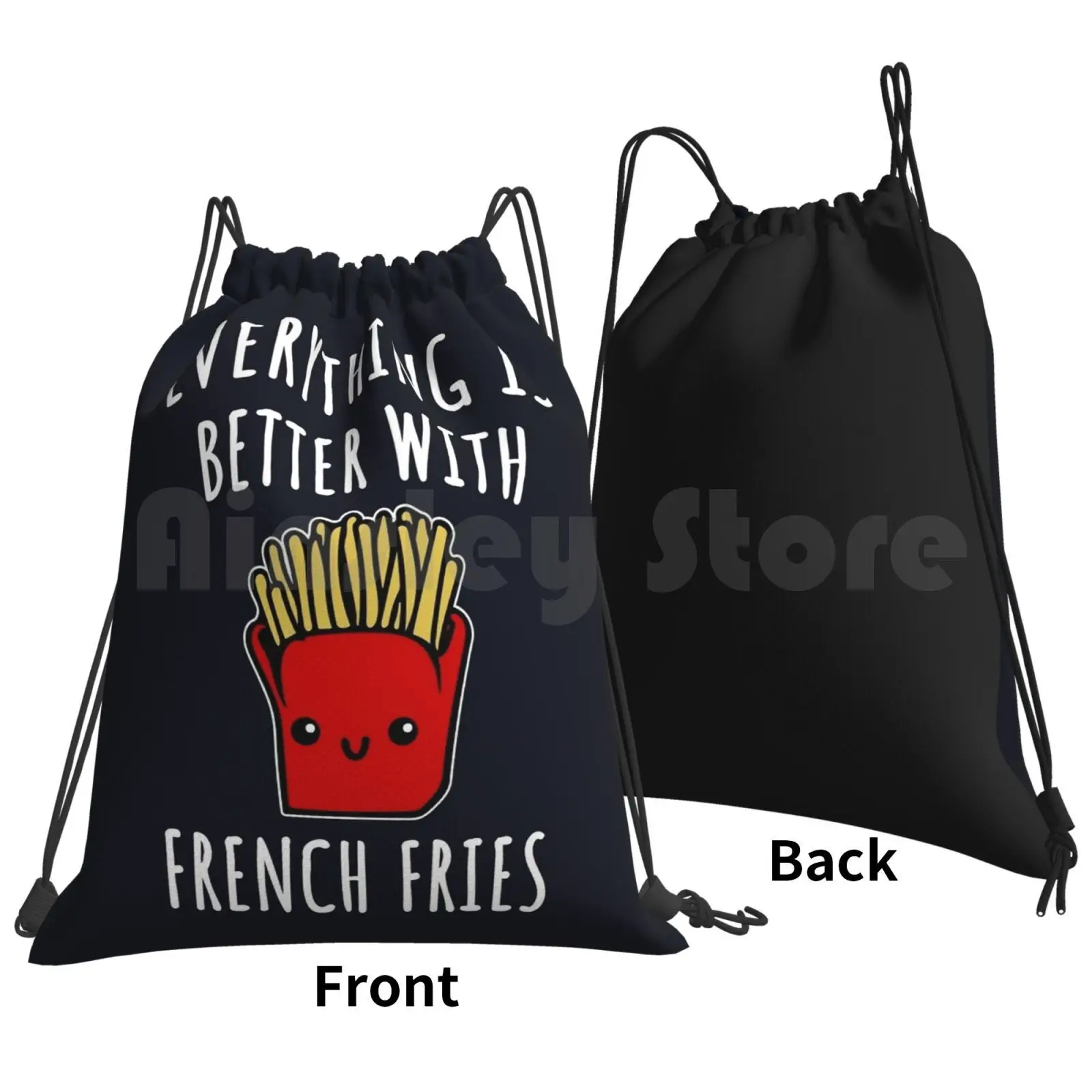 Everything Is Better With French Fries Backpack Drawstring Bags Gym Bag Waterproof Fries Fries Food Food I Love Fries