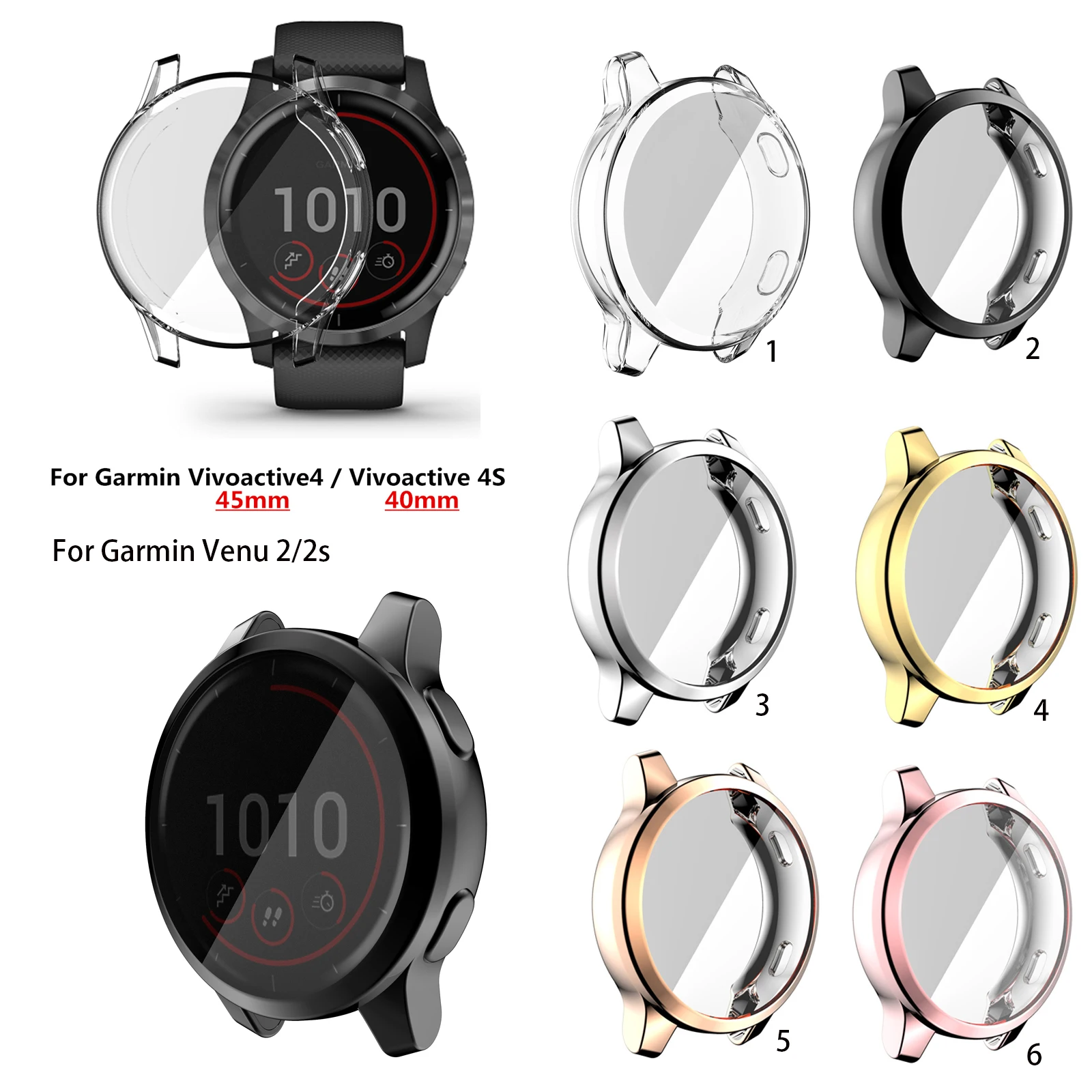 TPU Case Protective Cover Plating For Garmin Vivoactive 4 4S / Venu 2 2S