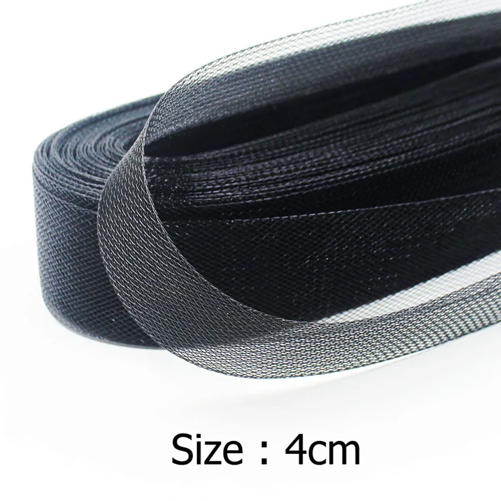 

[IuBuFiGo] 1.6" (4.0cm) Flat Stiff Hard Plain Crins Horsehair Crinolines Braid For Making Dress Hat 100yards/Lot #2Color