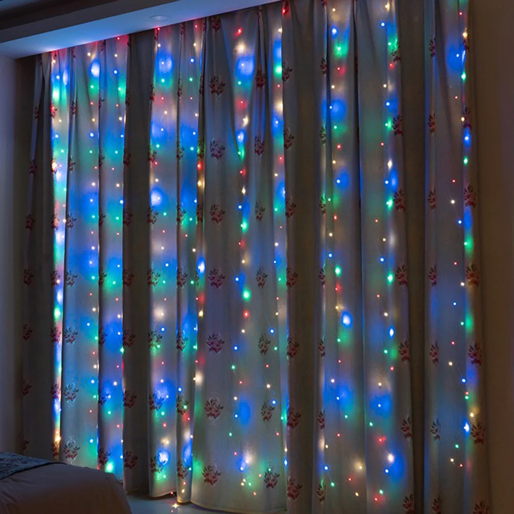 Guirnalda de luces LED con batería, luces de hadas USB para Año Nuevo, boda, fiesta, Navidad, decoración del hogar, cortina
