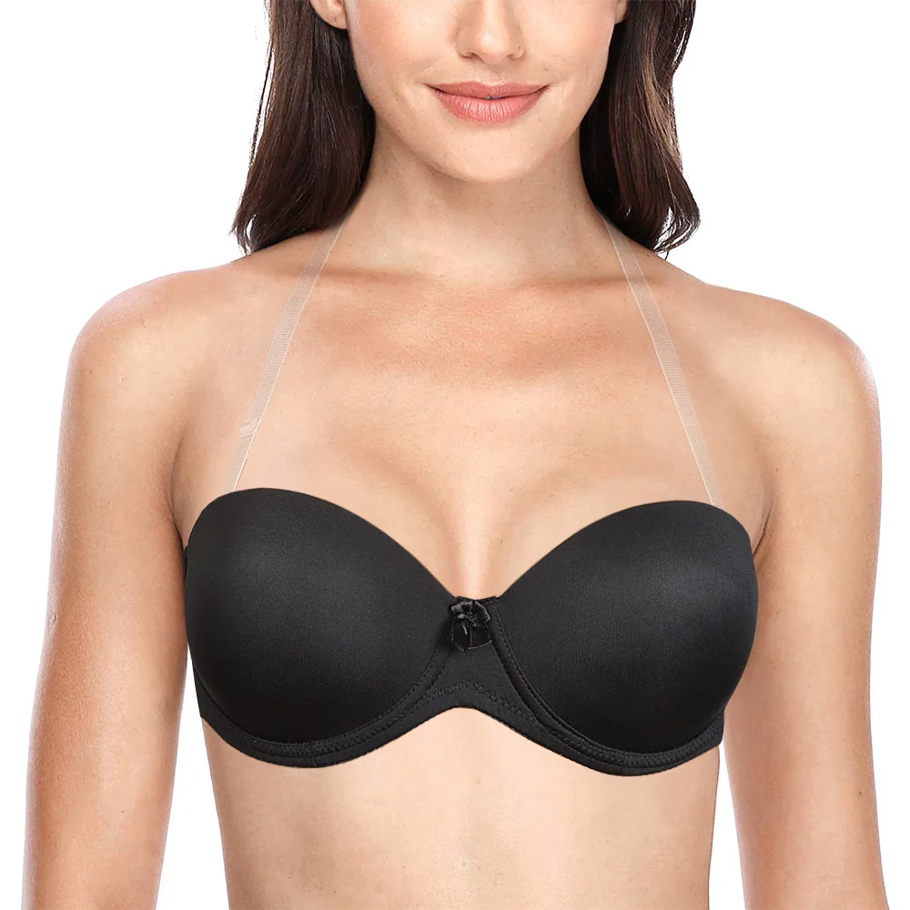 Hot Black Big Size Underwire Underwear Women Push Up Bra Halter Strapless Sexy Wedding A B C D E F 70 75 80 85 90 95 Dropship