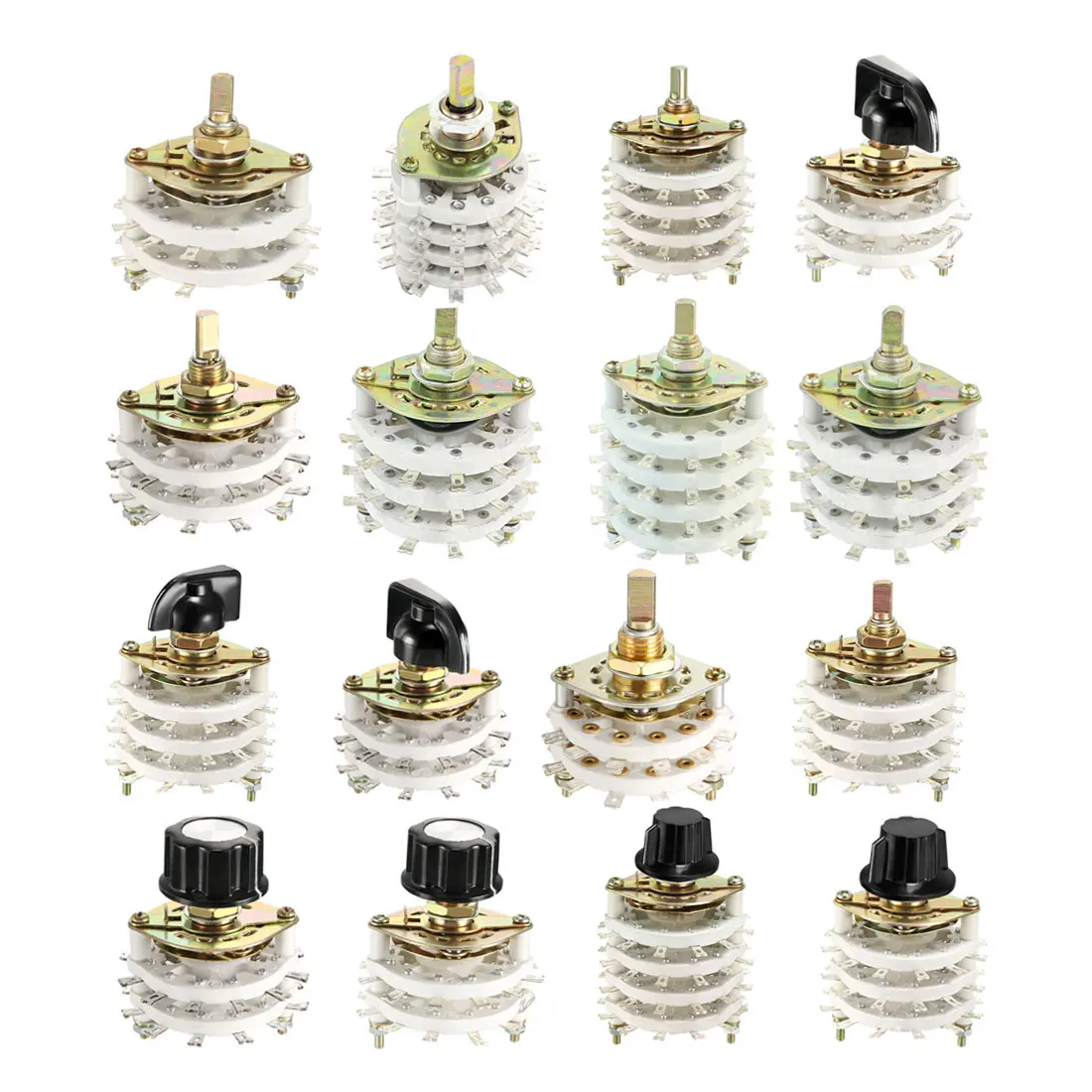 

uxcell 1pcs Band Channel Rotary Switch Selector 6P3T/4P5T/6P5T/4P3T/4P11T 2/3/4 Deck Plastic Metal for Electronic Devices