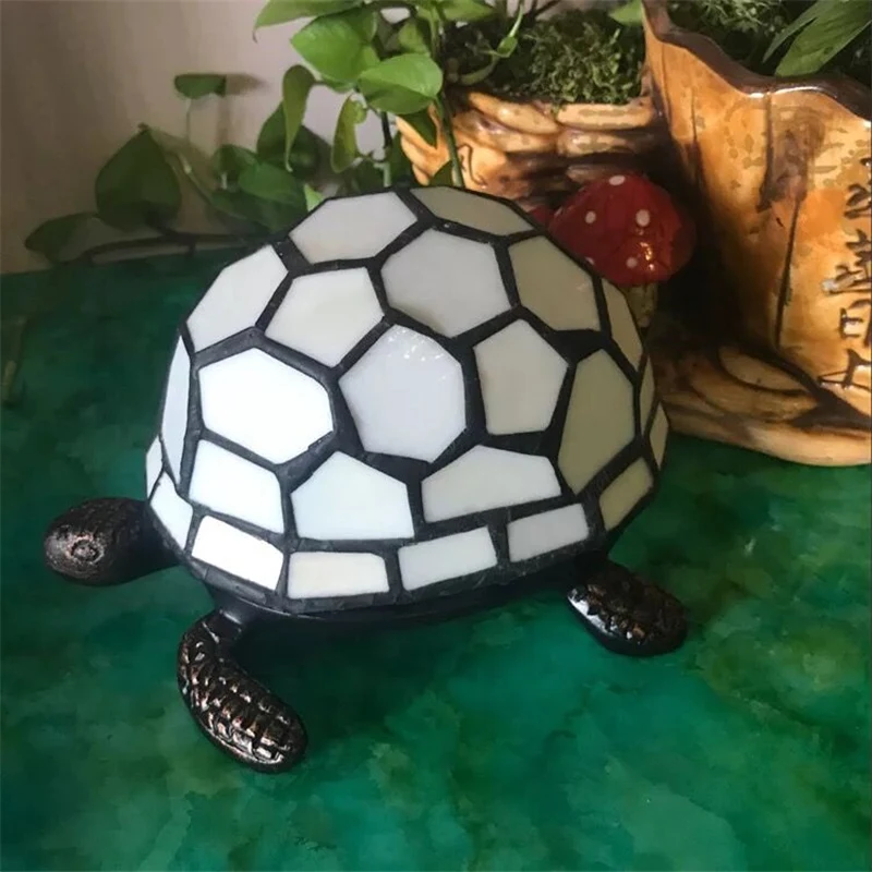 Retro Tortoise Table Lamp , Bedroom Bedside Desk Lamp Stained Glass Turtle Night Light Creative Gift,　3　 Color