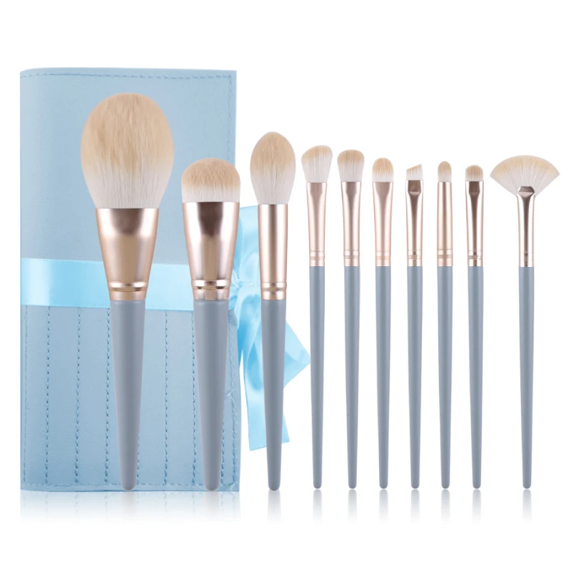 

ZOREYA 10pcs Natural Hair Makeup Brushes Set Professional Foundation Blushes Eyeshadow Eyebrow Blending Brush Tools Maquillaje