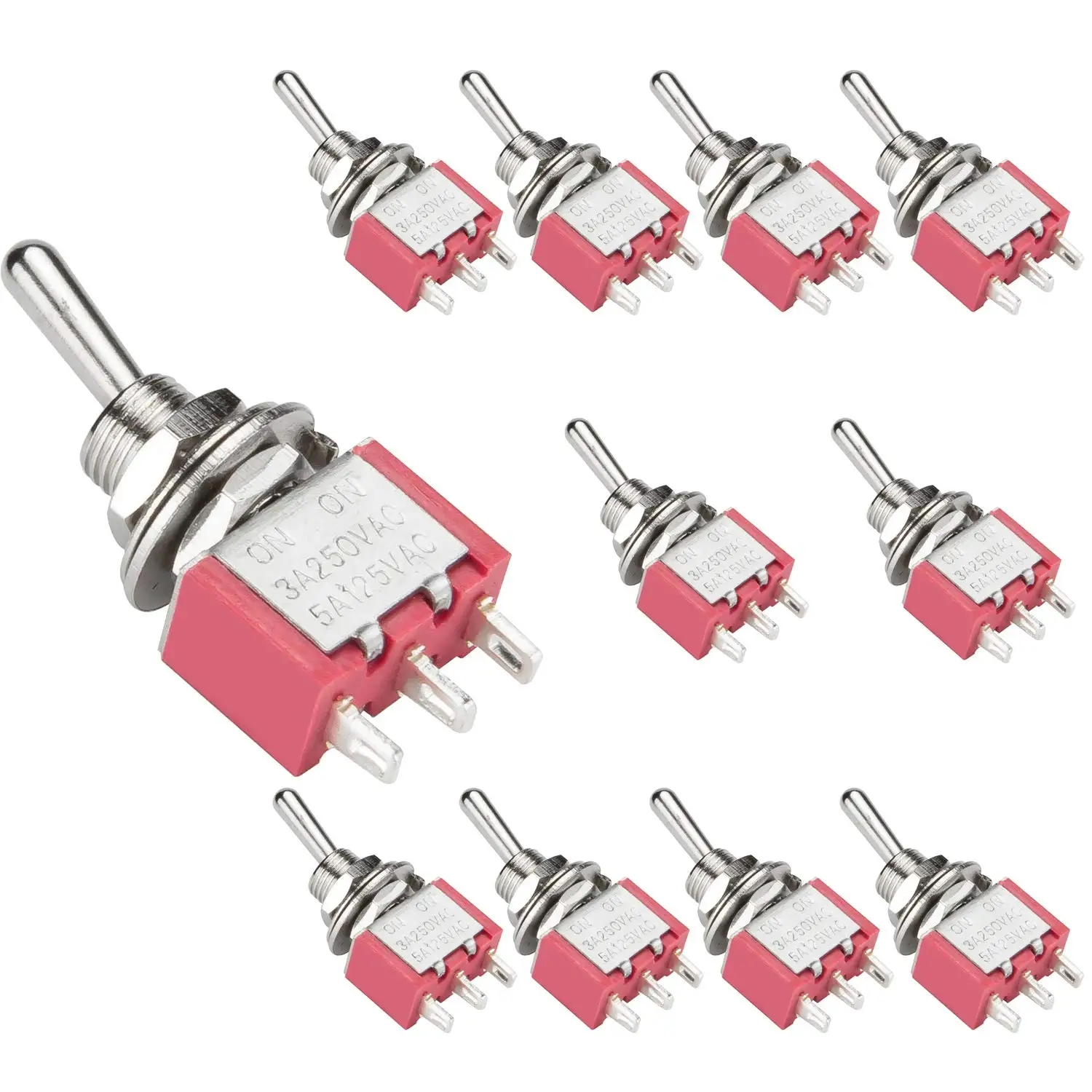 

AC 5A/125V 3A/250V 3 контактный клеммы Вкл/на 2 Позиции DPDT тумблер Мини Миниатюрный переключатель автомобиля тире Dashboard10Pcs