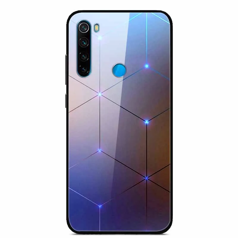 For Xiaomi Redmi Note 8T Case Tempered Glass Cover Print Back Cover Hard Cases For Coque Redmi Note 8 T Note8T Capa Phone Funda