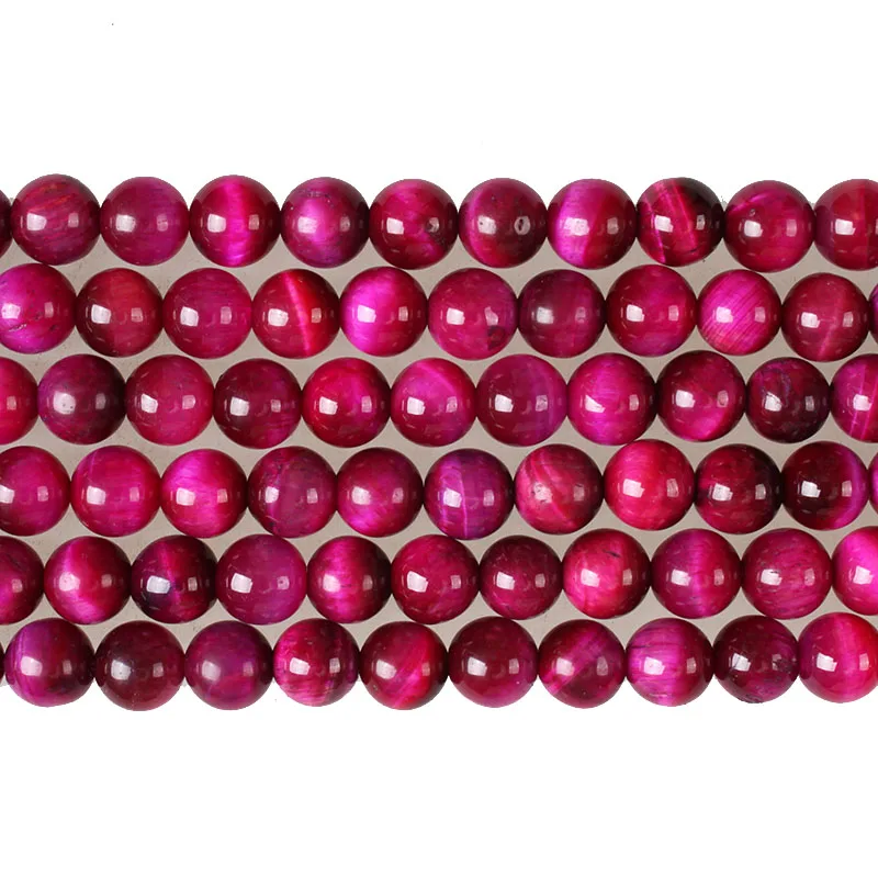 Natural Stone Rose Red Tiger Eye Stone Beads Magenta Tiger Eye Round Loose Beads 4 6 8 10 12mm Beads For Diy Jewelry Making