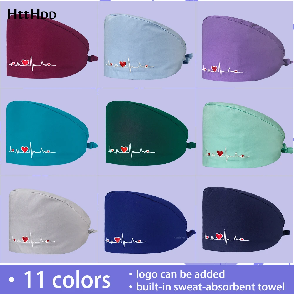 

Cardiology Solid Color Scrubs Cap Cotton Breathable Fashion Clinic Veterinarian Pet Care Ophthalmologist Protective Medical Hats