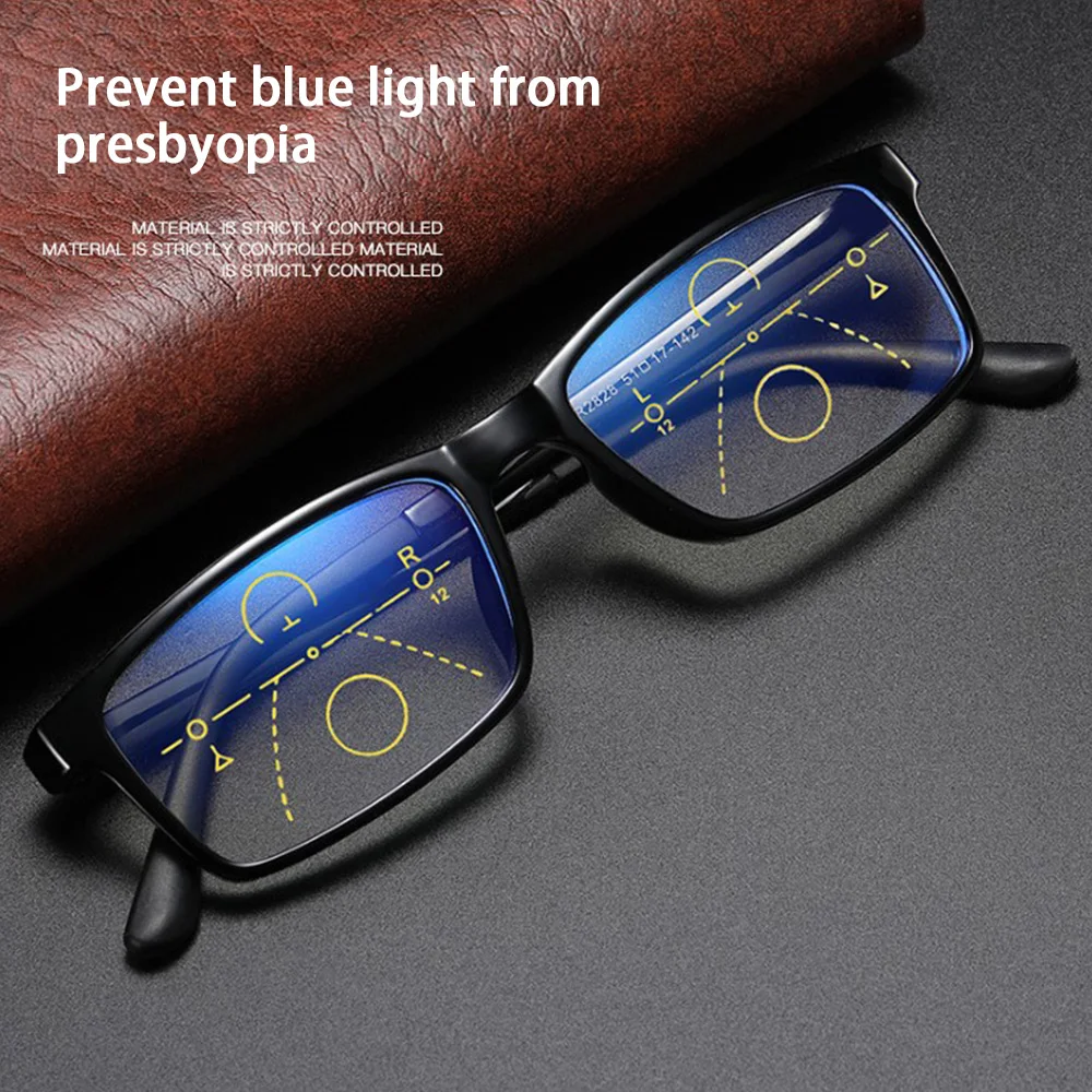 1PC Progressive Reading Glasses Men Women Multifocal Bifocal  Anti Blue Light Magnifying Presbyopic EyeGlasses +1.0~+4.0