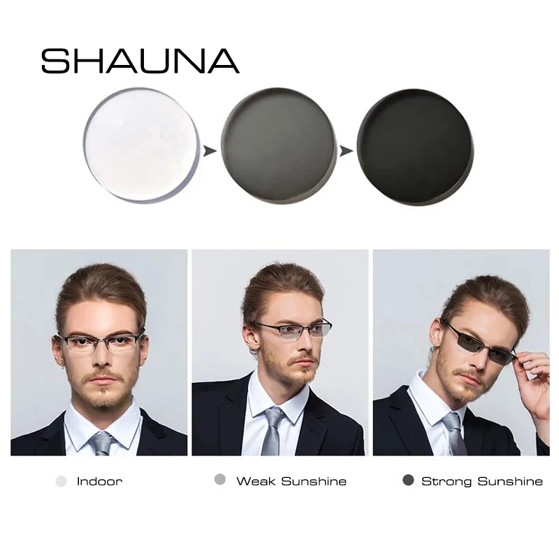 SHAUNA-CR-39 graduadas para decoloración, lentes de resina para miopía, hipermetropía, presbicia, lentes ópticos sensibles a la luz, 1,56