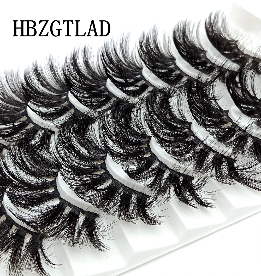 HBZGTLAD 8 Paare 25 mm lange 3D-Nerzwimpern, natürliche, lange, künstliche Wimpern, dramatisches Volumen, falsche Wimpern, Make-up-Verlängerungswimpern – Detail 3