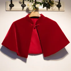 Mantello scialle invernale femminile Pashmina in velluto rosso autunno inverno donna R1984