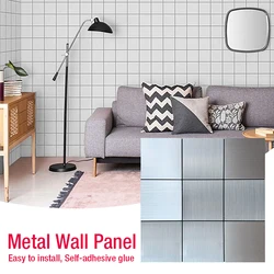 30x30cm metal Mosaic wall panel Home 3D Wall Stickers Self Adhesive Mosaic Backsplash Sticker Decal Kitchen Bathroom Wall Tiles
