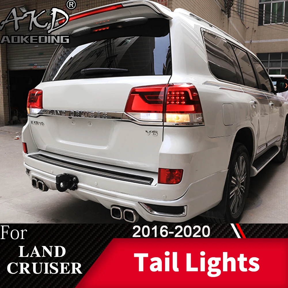 AKD For Toyota Land Cruiser 2016-2020 LC200 LED Tail Lights Assembly Upgrade Dynamic Signal Auto Accessories