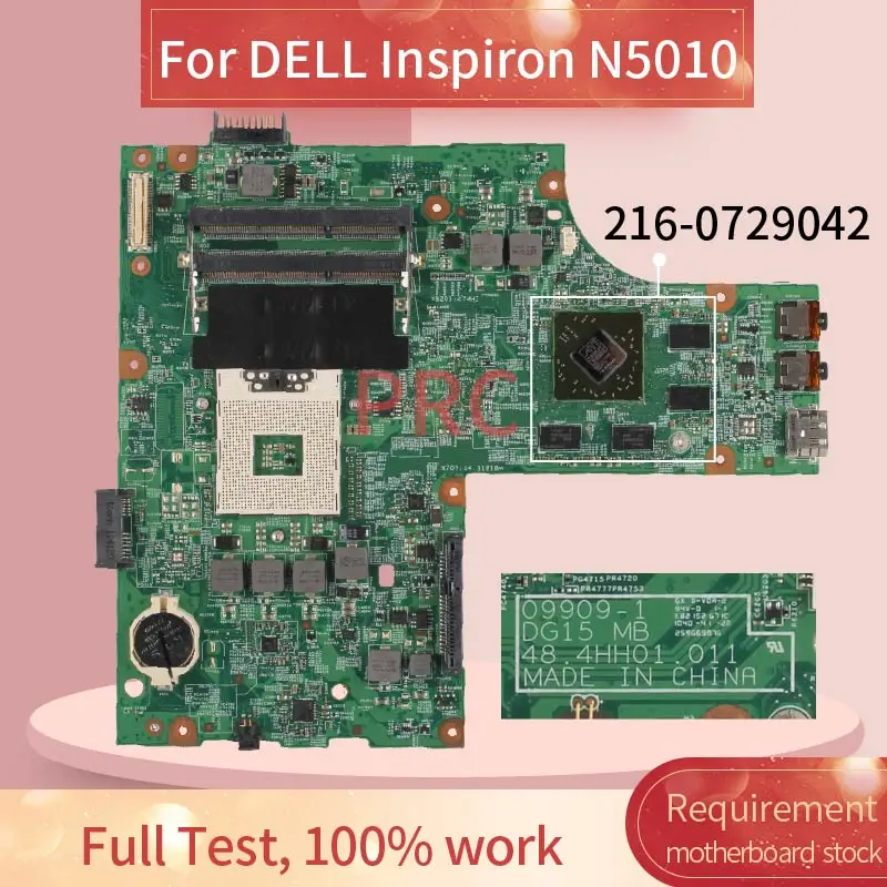 

CN-0K2WFF 0K2WFF For DELL Inspiron N5010 Laptop Motherboard 09909-1 HM57 216-0729042 DDR3 Notebook Mainboard