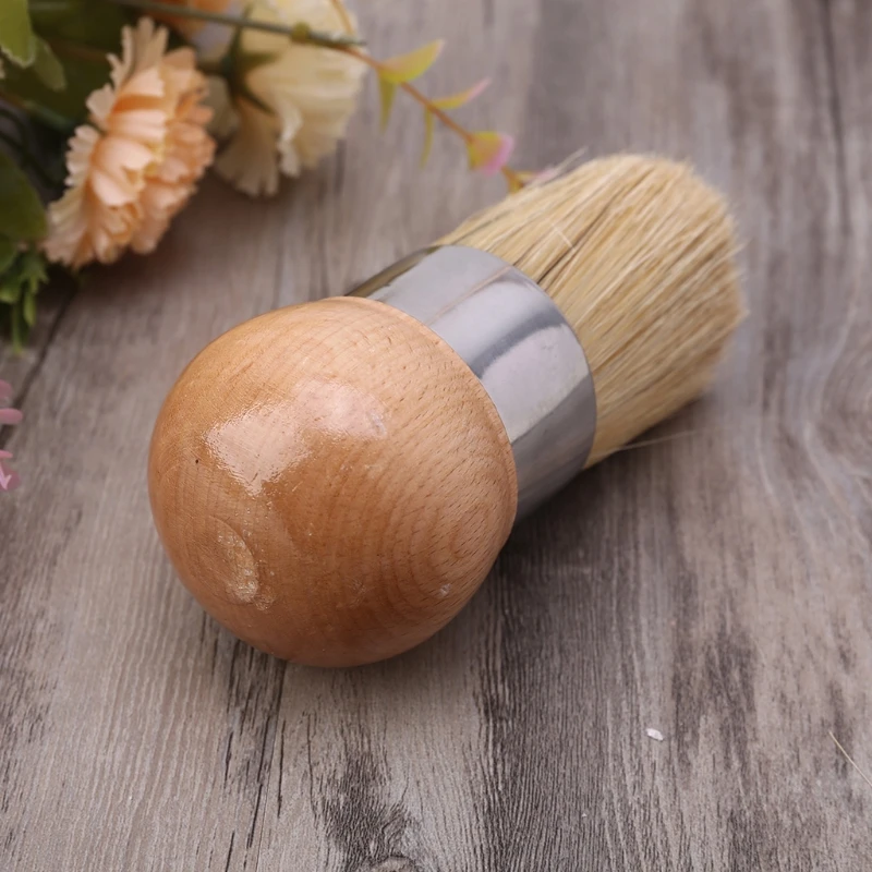 Round Chalk Paint Wax Brush Ergonomic Wood Handle Natural Bristle Brushes Furniture DIY Painting Waxing Tool