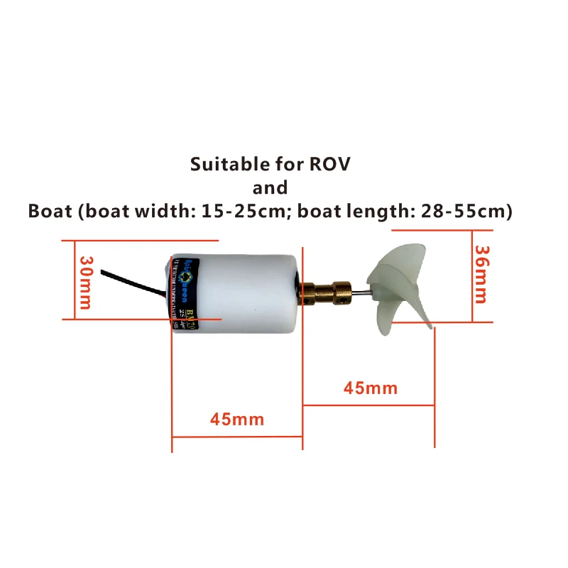 ApisQueen BM70 7.4V-12V szczotkowany podwodny ster/napęd/śmigło/Pusher zestaw do zdalnie sterowana łódka RC/ROV/Trawler/Robot/AUV