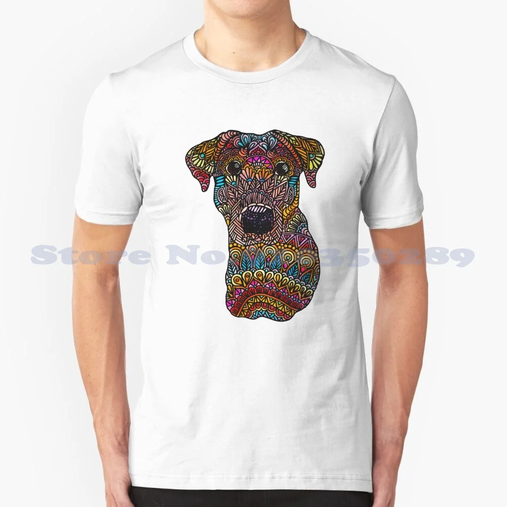 100% Cotton T-Shirt Doodles Watercolor Canine Hund Perro Dogs Mutt Doberman Zentangle Rainbow Colorful Abstract Detailed Ornate