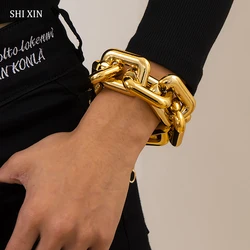SHIXIN CCB Material Large Chunky Chain Bracelet for Women Hip Hop Big Thick Link Hand Chains Jewelry Trendy Egirl Bracelets 2021
