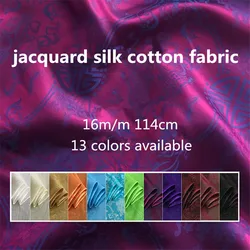 Floral Jacquard Silk Cotton Fabric 16momme 114cm Width Flowers Pattern Jacquard Silk Material Textile for Wedding Dresses