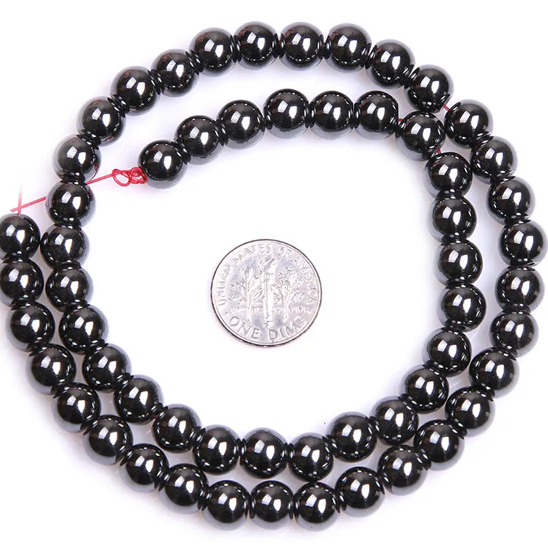 Natural Stone Black Hematite Round Beads For Jewelry Making Strand 15 Inch DIY Bracelet Neckalce Women Gifts 6mm 8mm 10mm 12mm