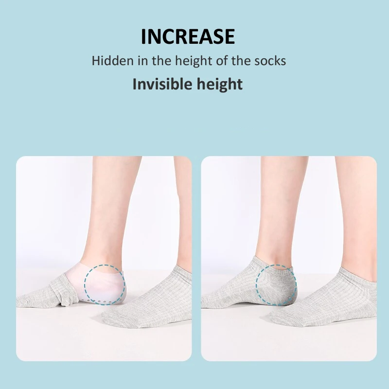 Plantilla Invisible de silicona para aumento de altura, calcetín suave con almohadilla para zapatos, para hombre y mujer, 1,5 CM, 2,5 CM, 3,5 CM,