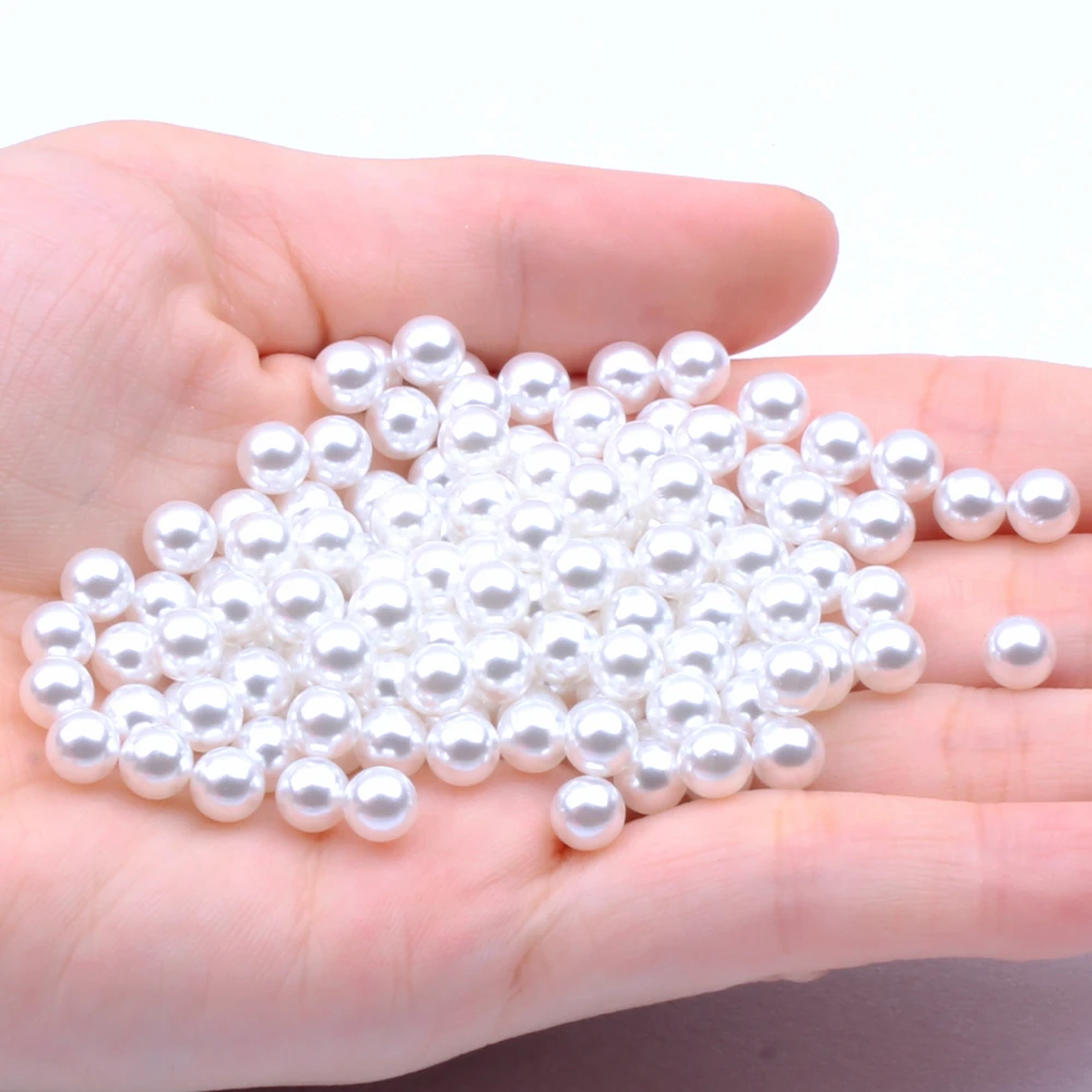 

6mm 100pcs Small Pack Multiple Colors No Hole Round Pearls Imitation Pearls Dresses DIY Jewelry Nail Art Decorations