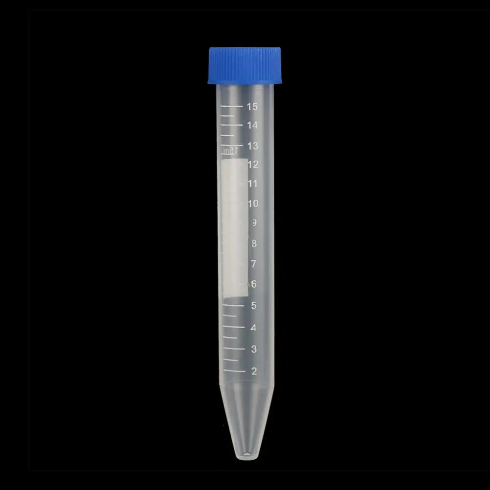 5Pcs 15ml Transparent Centrifuge Tube with Scale Screw Cap Cone Bottom Centrifugal Tube Free-standing Laboratory Vial Container