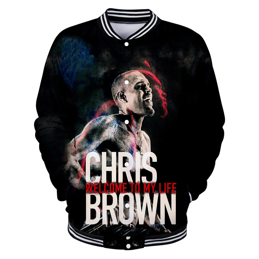 Breezy Chris Brown 3D Print Baseball Jacket for Men, Bomber Jacket, OupillStreetwear, Casual Survêtement, Hip Hop Hoodies, Sweatshirt