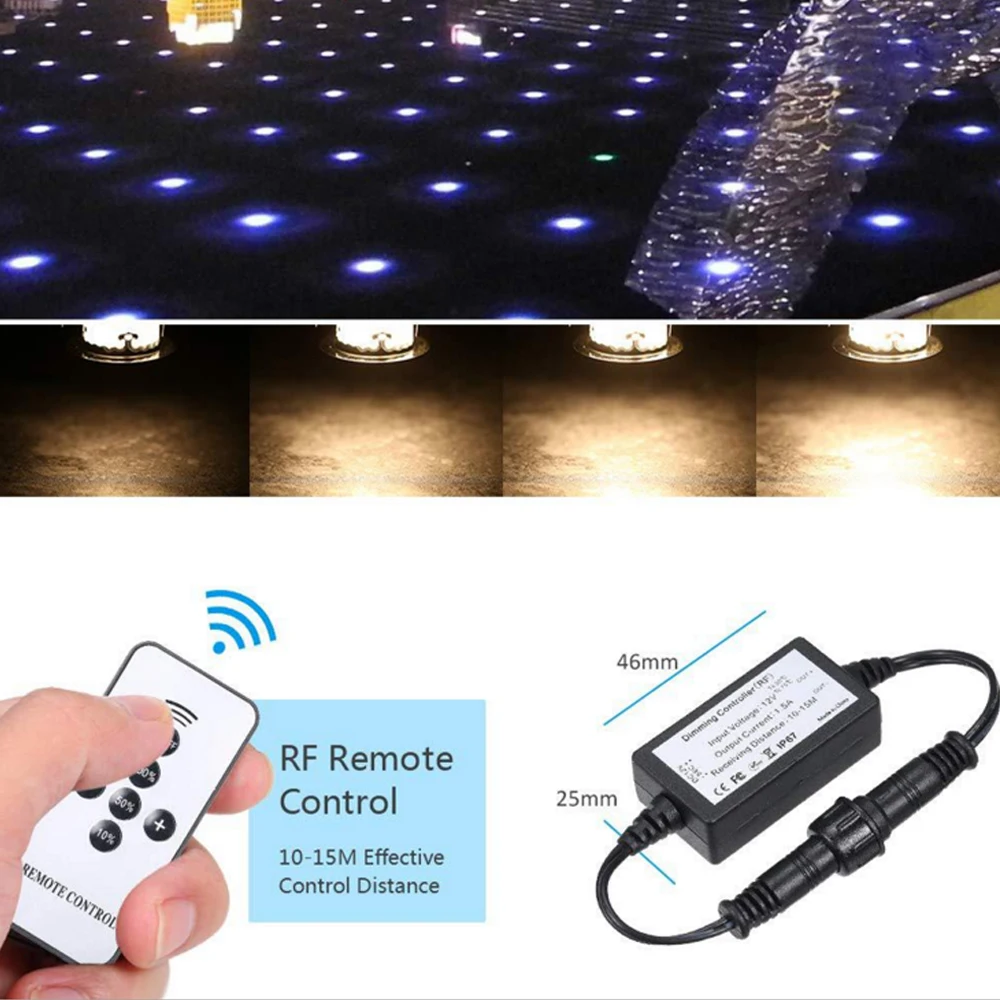 DC5-24V 15W Single Color Deck Light RF Dimmer with Remote Control Controller IP67 Waterproof for dimmable led deck lights