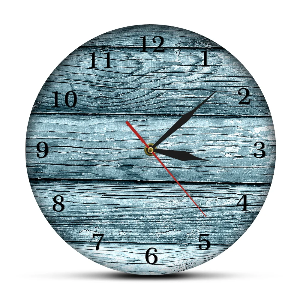Decorative Painting Old Barn Wall Clock Silent Non-Ticking Wood Rustic Round Wall Clock Vintage Rustic Country Tuscan Style