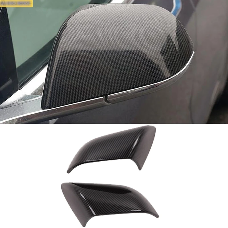 

Outside Door carbon fiber Rearview Mirror Decoration Protector Shell Cover Housing car For tesla model 3 2018 2019 2020 2021