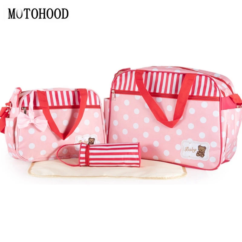 Motohood-bolsa de fraldas feminina, conjunto de 4 peças, para carregar fraldas, de ombro, para maternidade