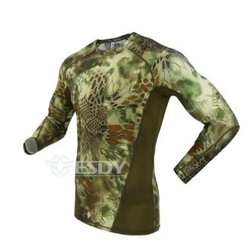 New tactical camouflage T-shirt man breathable tactical Men\'s Compression Shirt Long Sleeve Sportswear T-Shirt