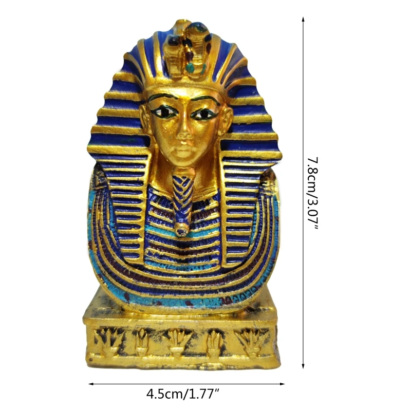 Vintage Egyptian Ancient Cleopatra Pharaoh Coffin Resin Figurine Retro Statue for Home Yoga Room Aquarium Decoration D10 21