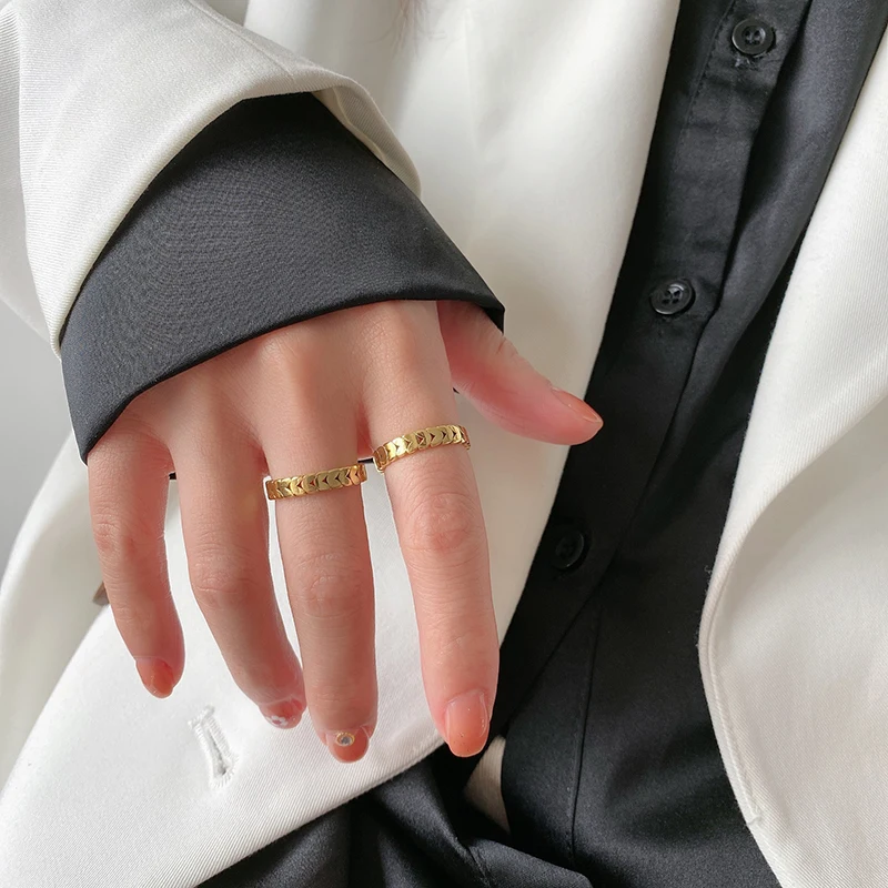 Vintage Gold Plated Wheat Leaves Ring for Women - Titanium Steel