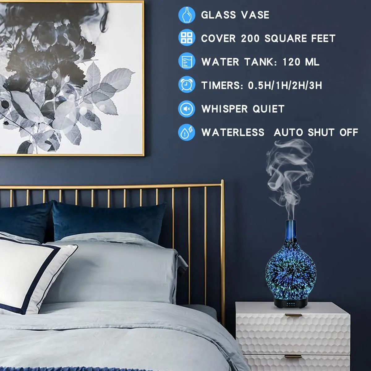 Umidificatore Aromaterapia Olio Essenziale Diffusore di Aroma Diffusore Tranquilla Impostazione del Tempo di 7 Colori Luci A LED Cambiare Casa Ufficio 120 ml