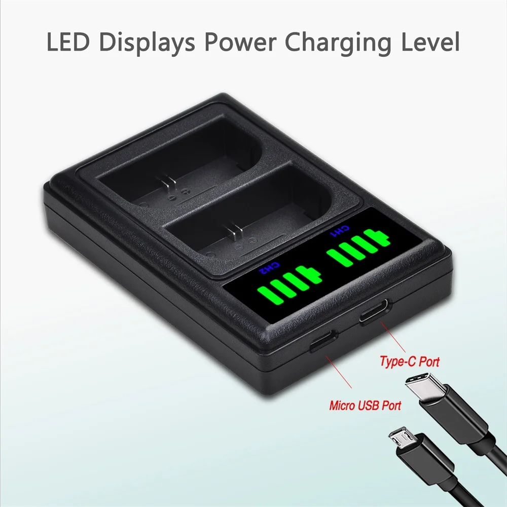 Batería de LP-E6 + cargador Dual LED tipo C, puerto para Canon EOS 6D, 7D, 5D, Mark II, III, IV, 5D, 60D, 60Da, 70D, 80D, 90D, 5DS, R5, R6