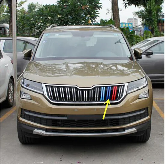 ABS 6pcs/lot 3 Color Plastic Front Face Grille Grill Decoration Cover Trim Accessories Car Styling For Skoda Kodiaq 2017 2018