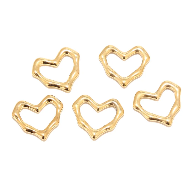 

10pcs Stainless Steel Gold Plated 17*19mm Pendants Heart Charm Connectors For DIY Jewelry Necklaces Bracelets Making Findings