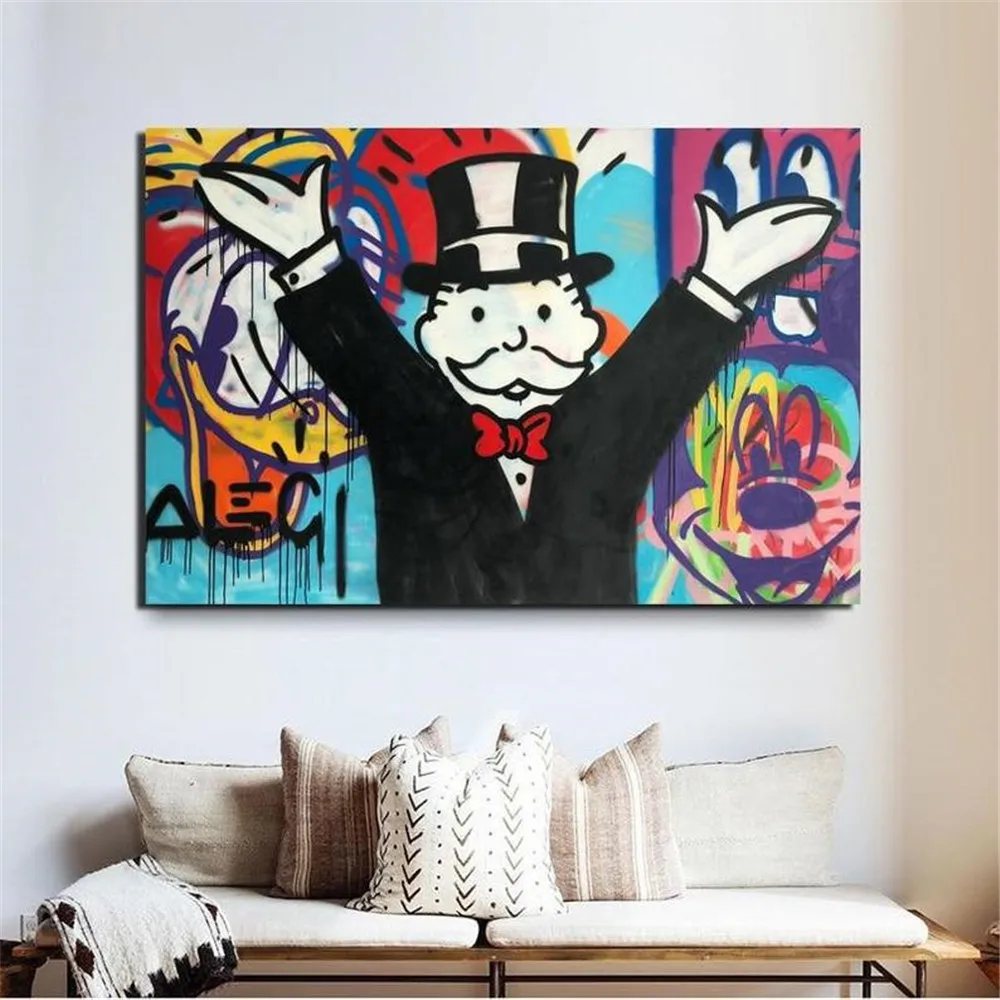 Alec Monopolys Kunst Graffiti The World Is Yours , Painting Canvas Modern Art Decorative Wall Pictures Home Decor - view 3