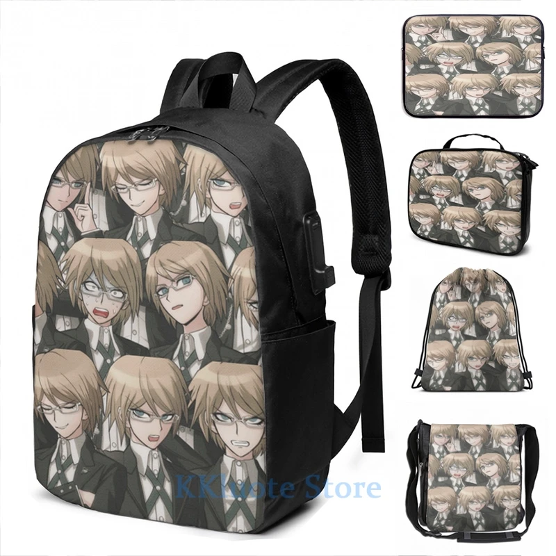 Funny Graphic print Byakuya Togami USB Charge Backpack men School bags Women bag Travel laptop bag