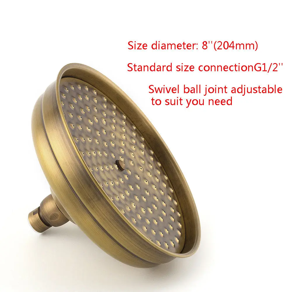 Antique Brass Rainfall Shower Head Rotatable Top Rain Shower Head Bathroom Accessory KD1618