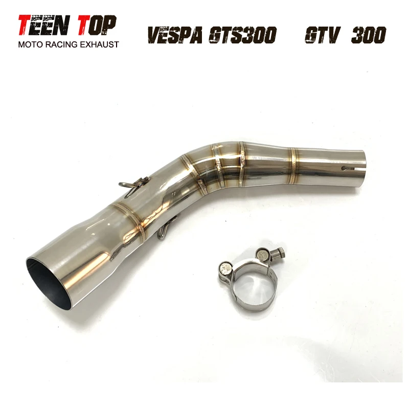 Slip-on Exhaust For Vepsa GTS 300 GST300 GTV300 Middle Link Pipe Stainless Steel Motorcycle Accessories SEI GIORNI HPE Engine