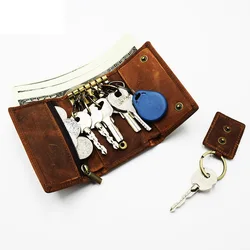 Genuine Leather Key Bag Unisex Key Purse Multifunction Organizer Wallet Men Key Holder Housekeeper Small Key Case Keys Pouch
