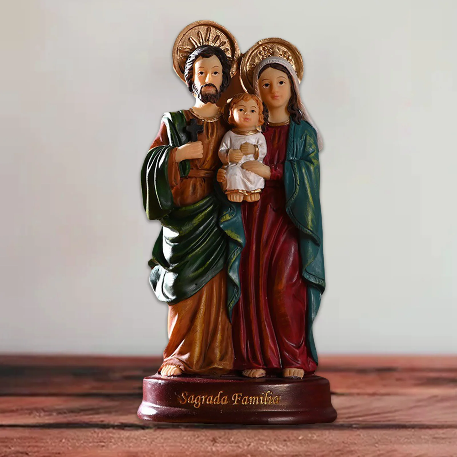 Holy Family Figurine Child Jesus Christ Statue Resin Catholic Sculptures for Home Living Room Church Decor Religious Collectible